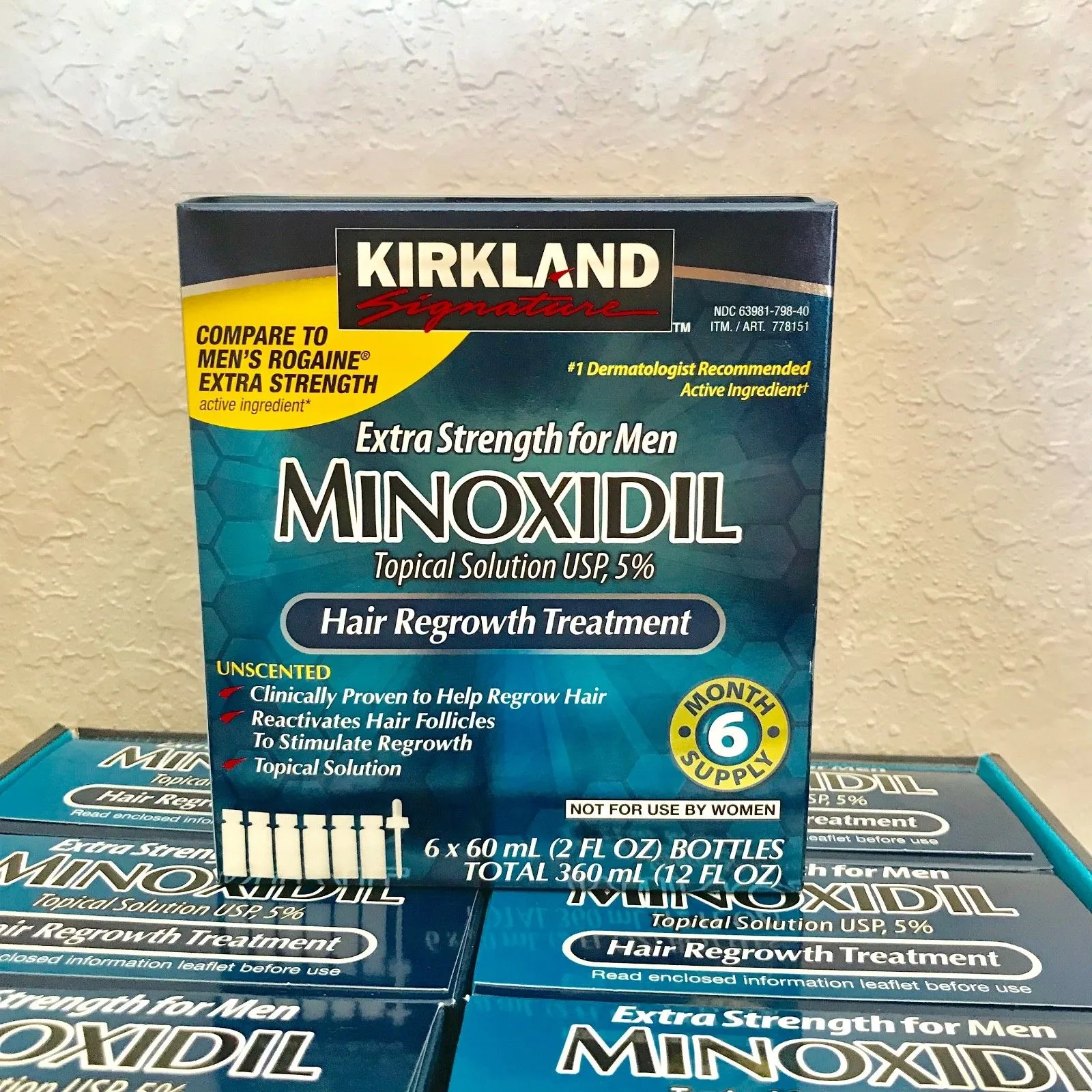 Kirkland 2 Months Supply Minoxidil 5% Extra Strength Hair Regrowth For Men Topical Solution