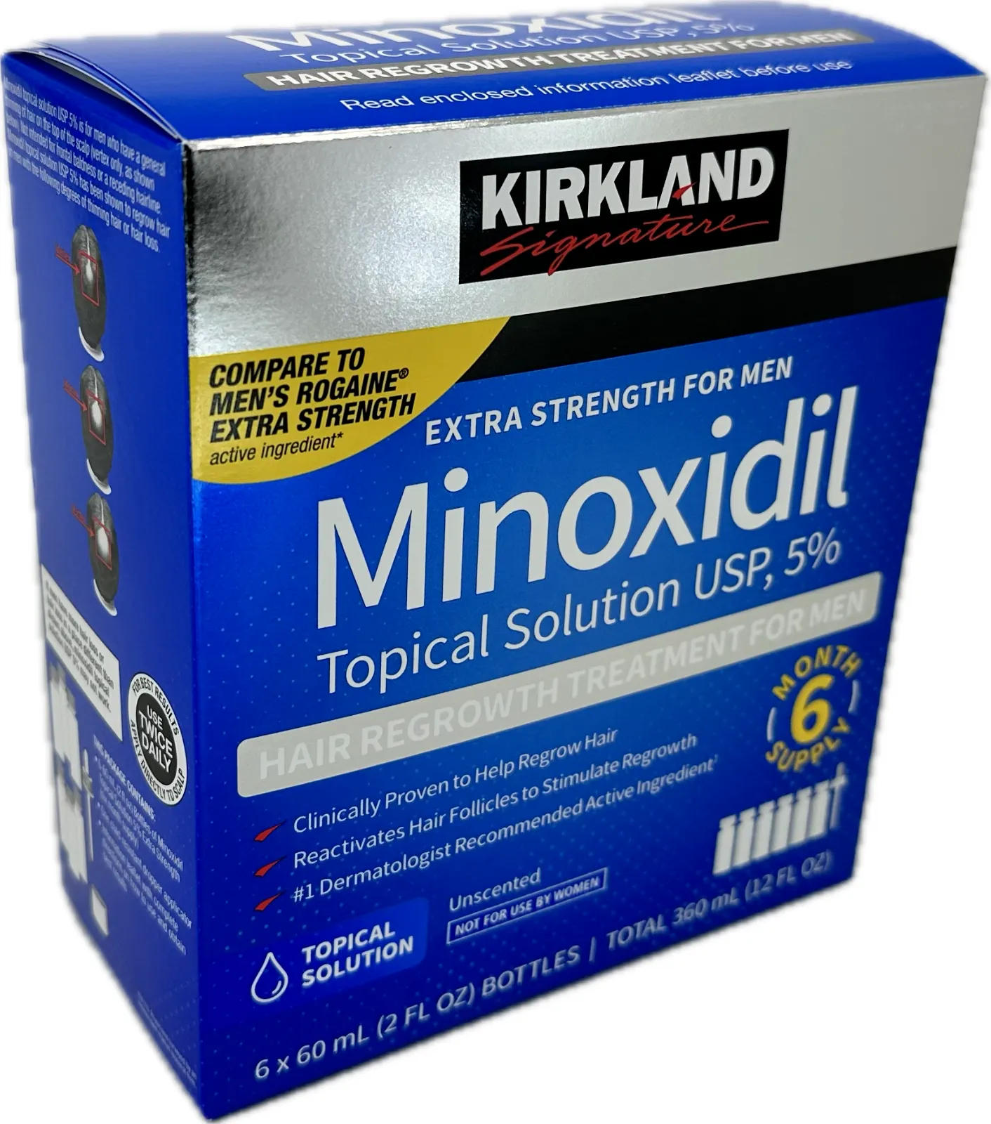 Kirkland 2 Months Supply Minoxidil 5% Extra Strength Hair Regrowth For Men Topical Solution