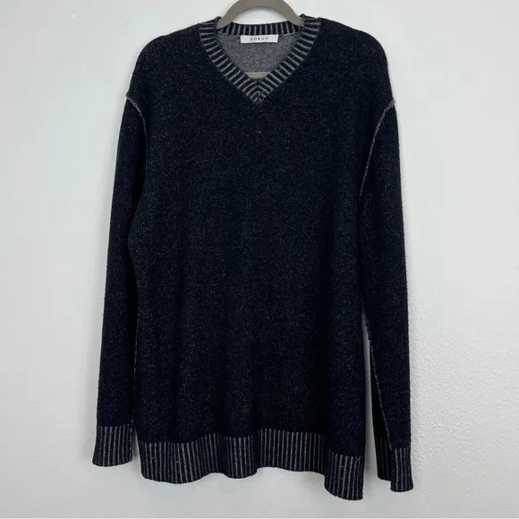 Kokun | Women’s Cashmere Wool Pullover V Neck Long Line Sweater Hand Woven XXL