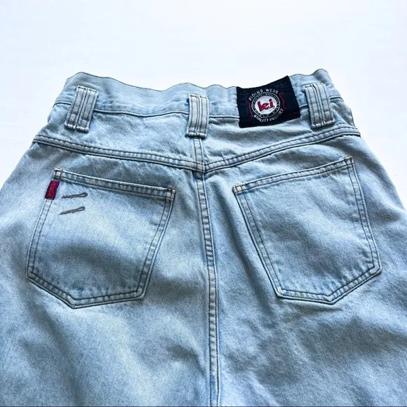 Lei Stone Baggy Wide Leg Denim High / Low Fold Over 5-Button Jeans Size 11 / 29