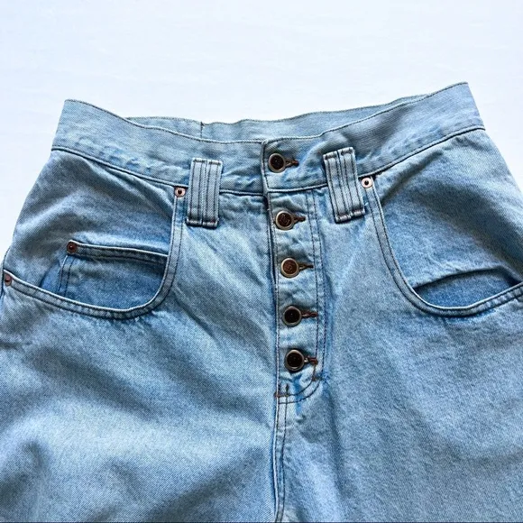 Lei Stone Baggy Wide Leg Denim High / Low Fold Over 5-Button Jeans Size 11 / 29