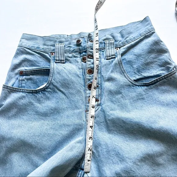 Lei Stone Baggy Wide Leg Denim High / Low Fold Over 5-Button Jeans Size 11 / 29