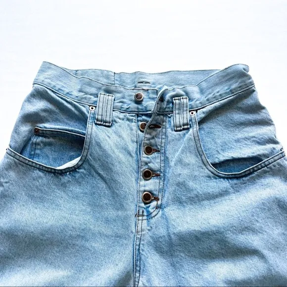 Lei Stone Baggy Wide Leg Denim High / Low Fold Over 5-Button Jeans Size 11 / 29