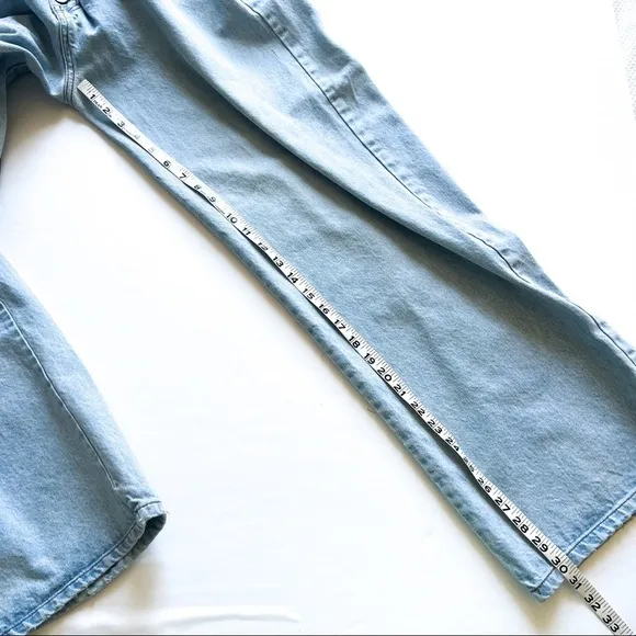 Lei Stone Baggy Wide Leg Denim High / Low Fold Over 5-Button Jeans Size 11 / 29