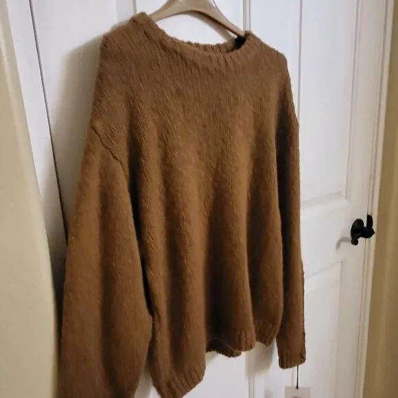 Lewit Sweater Size SMALL Alpaca Wool Crew Neck Chunky Knit Pullover RUST NWT