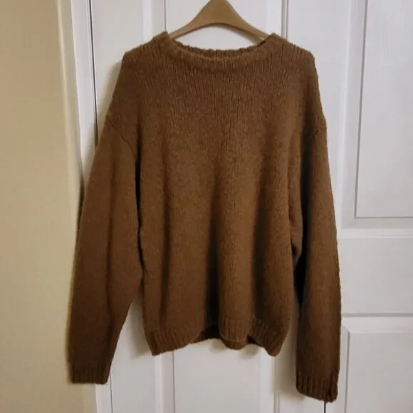 Lewit Sweater Size SMALL Alpaca Wool Crew Neck Chunky Knit Pullover RUST NWT