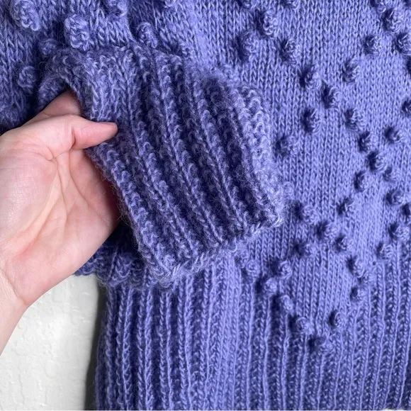 Liz Alig Women’s Small Chunky Nepali Wool Button Cardigan Sweater Periwinkle
