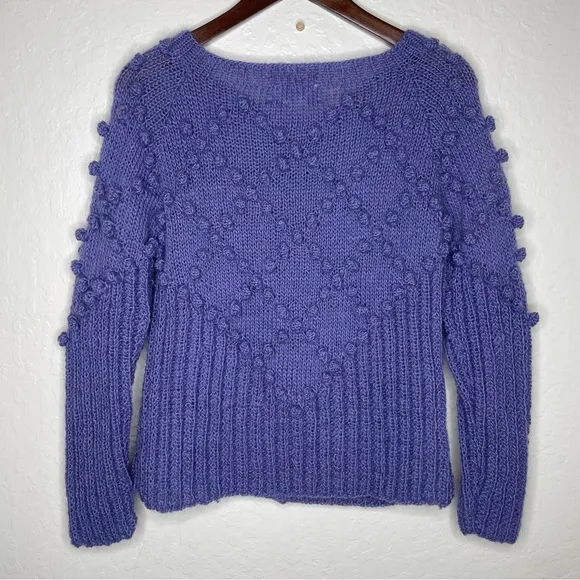Liz Alig Women’s Small Chunky Nepali Wool Button Cardigan Sweater Periwinkle