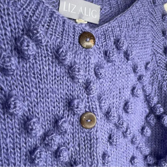Liz Alig Women’s Small Chunky Nepali Wool Button Cardigan Sweater Periwinkle
