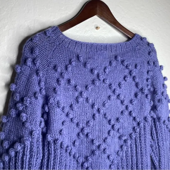 Liz Alig Women’s Small Chunky Nepali Wool Button Cardigan Sweater Periwinkle