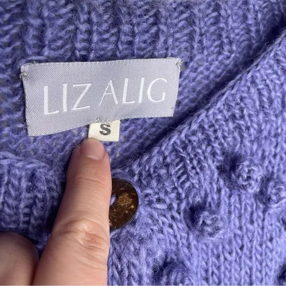 Liz Alig Women’s Small Chunky Nepali Wool Button Cardigan Sweater Periwinkle