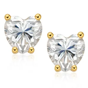 Love Heart Shaped Moissanite Diamond Stud Earrings