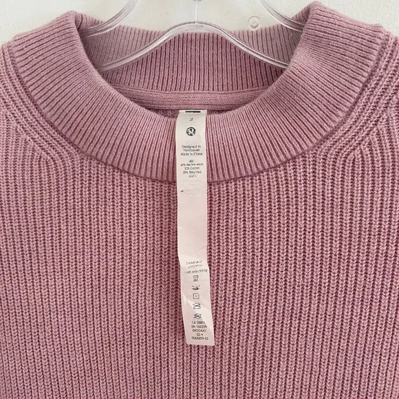 LULULEMON Merino Wool Blend Crew Neck Slouchy Sweater Pink Size 2