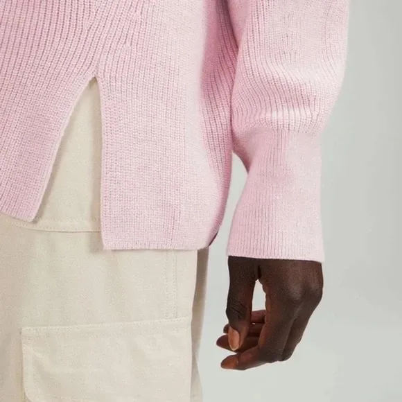 LULULEMON Merino Wool Blend Crew Neck Slouchy Sweater Pink Size 2