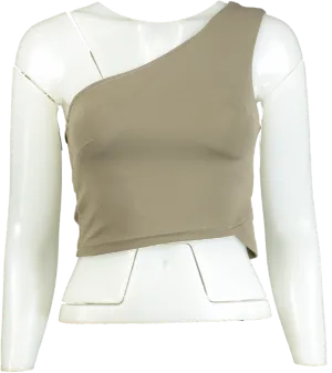 Lululemon Taupe One-Shoulder Crop Top UK S