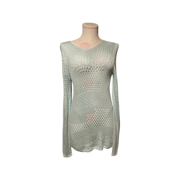 M. Patmos Bamboo Crochet Tunic - Seaglass Green/Blue