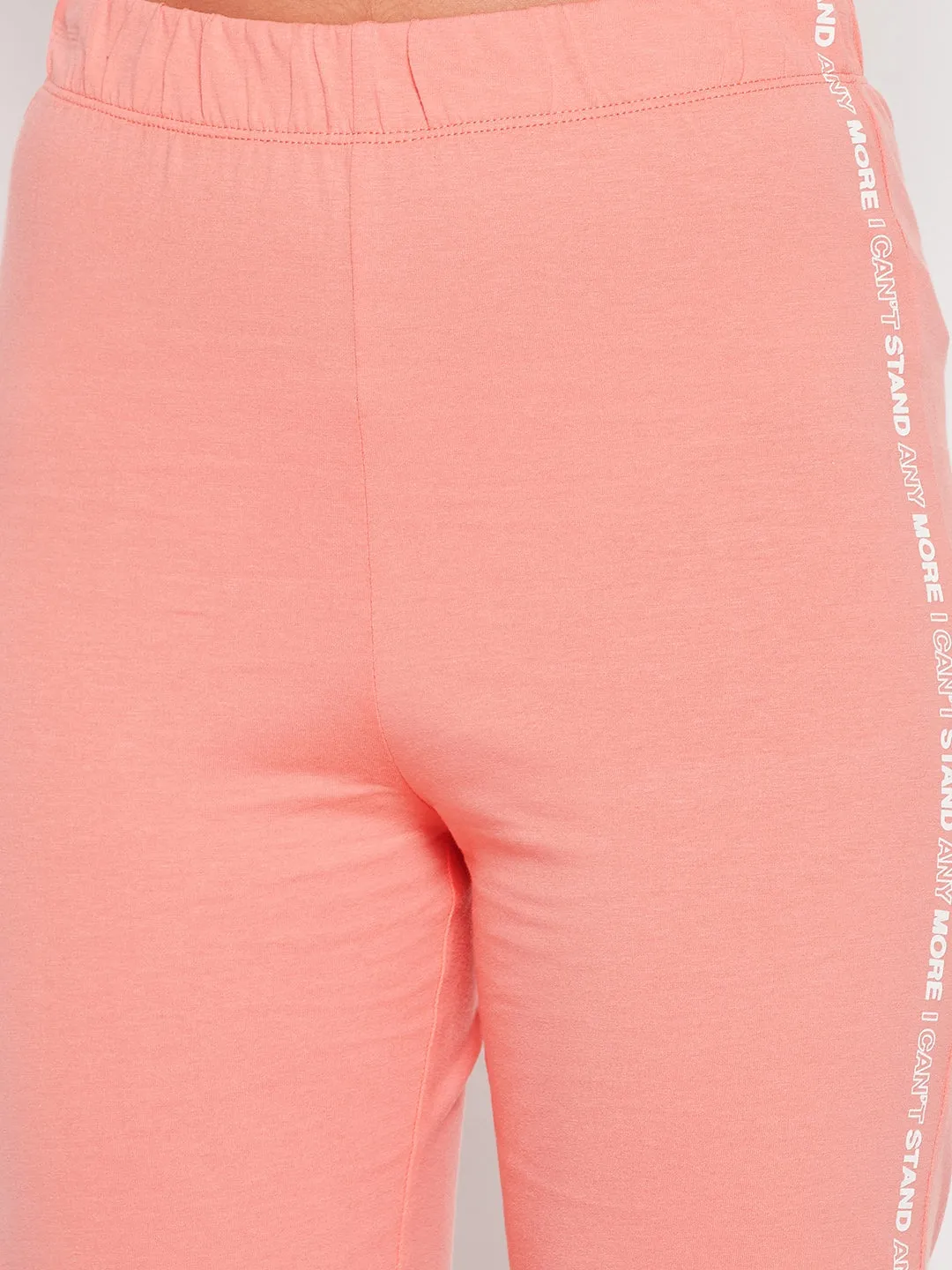 Madame Typography Adorned Peach Biker Shorts