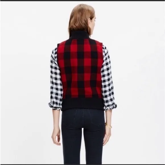Madewell Buffalo Plaid Vest with Sherpa Lining - Medium