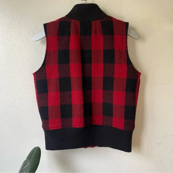 Madewell Buffalo Plaid Vest with Sherpa Lining - Medium