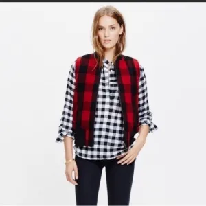 Madewell Buffalo Plaid Vest with Sherpa Lining - Medium