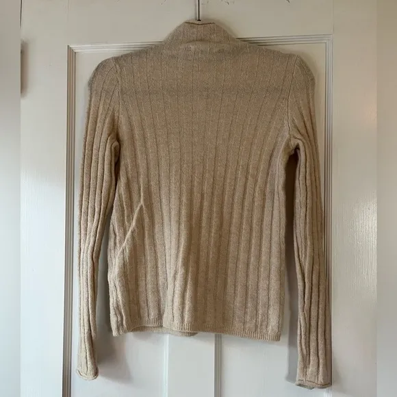 Madewell Evercrest Ribbed Sweater Mock Neck Alpaca Wool Blend Beige/Tan XS