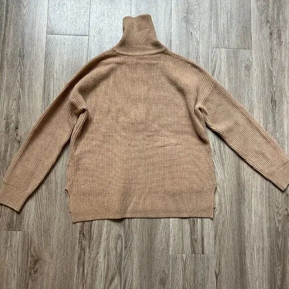 Madewell Merino Wool Blend Glenbrook Half-Zip Pullover Sweater Camel Brown XS