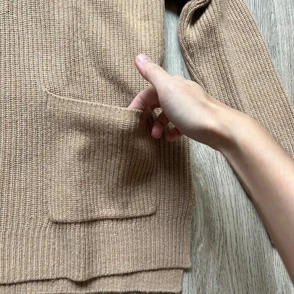 Madewell Merino Wool Blend Glenbrook Half-Zip Pullover Sweater Camel Brown XS
