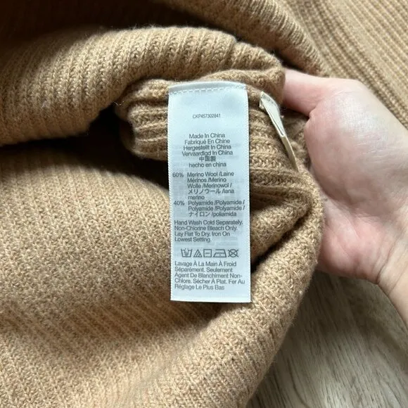 Madewell Merino Wool Blend Glenbrook Half-Zip Pullover Sweater Camel Brown XS