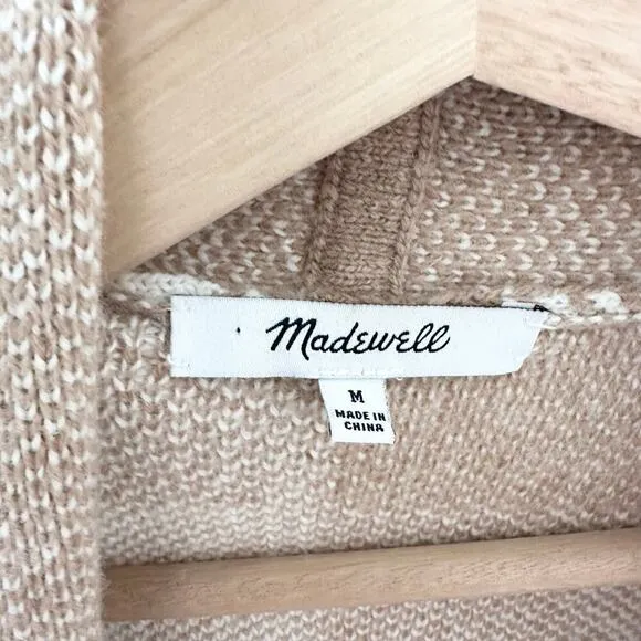 Madewell Minetta Sweater Coat in Buffalo Check Merino Wool | Beige Cream | SZ M