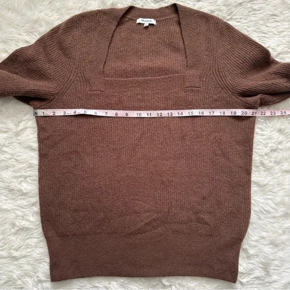 Madewell Sweater Plus Melwood Square-Neck Pullover in Coziest Yarn Brown 1X
