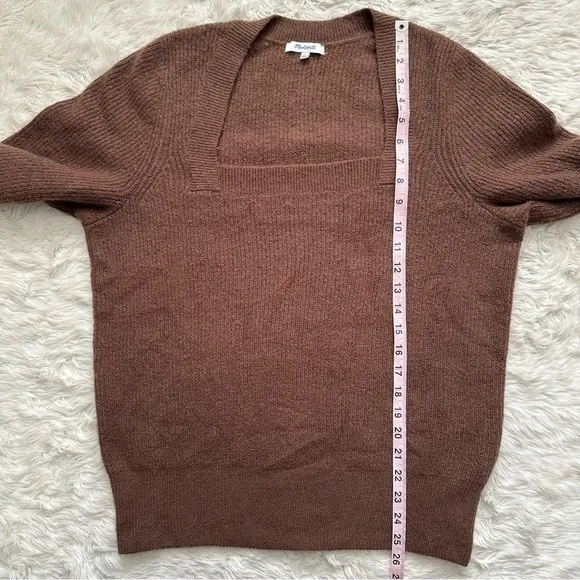Madewell Sweater Plus Melwood Square-Neck Pullover in Coziest Yarn Brown 1X