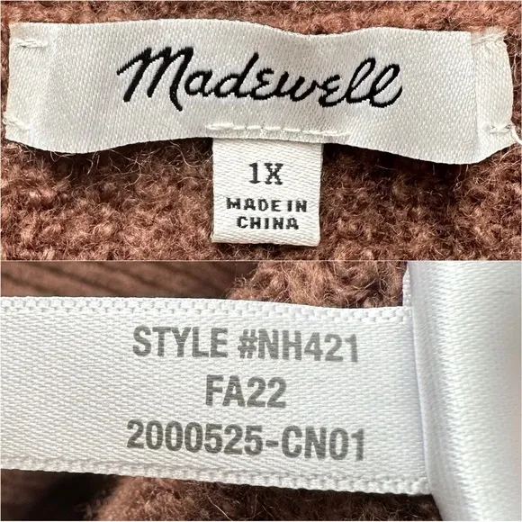 Madewell Sweater Plus Melwood Square-Neck Pullover in Coziest Yarn Brown 1X