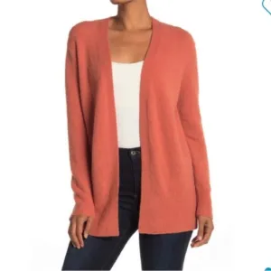 MADEWELL WOOL Alpaca BLEND Women's Open Front Cardigan CORAL Sweater XS