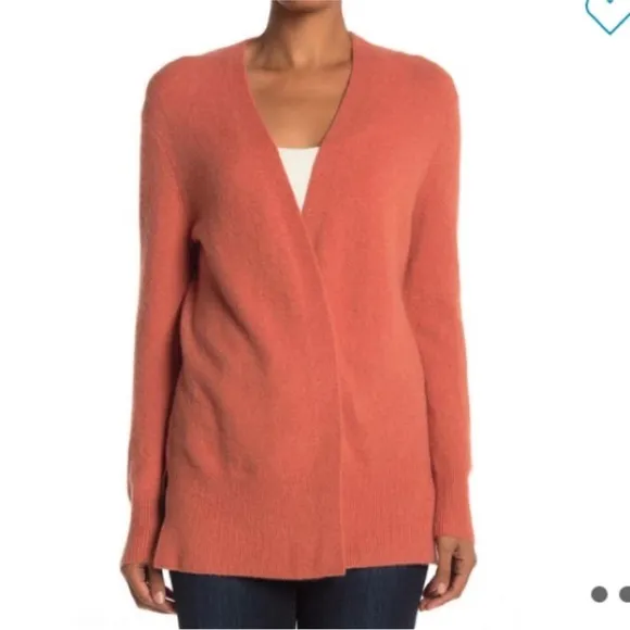 MADEWELL WOOL Alpaca BLEND Women's Open Front Cardigan CORAL Sweater XS