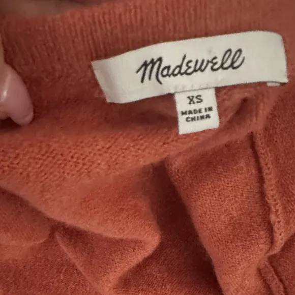 MADEWELL WOOL Alpaca BLEND Women's Open Front Cardigan CORAL Sweater XS