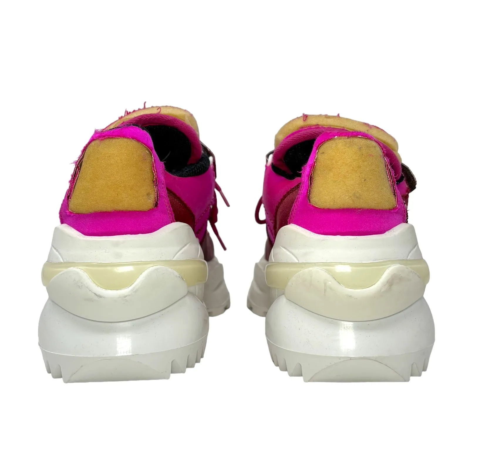 Maison Margiela Red and Pink Trainers with Laces & Velcro, 37 EU / US 7
