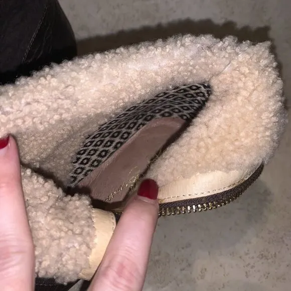 Matt Bernson Minx Brown Fold-over Zipper Booties Faux Fur Women's Size 9.5