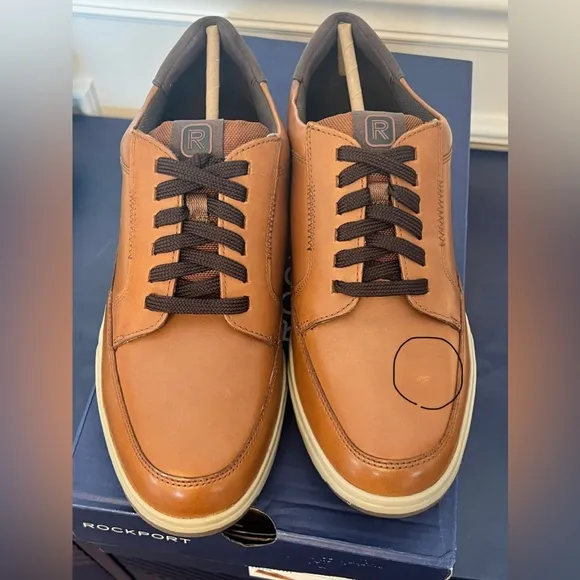 Men's Rockport Bronson LTT Lace to Toe Cognac Leather Sz 9W
