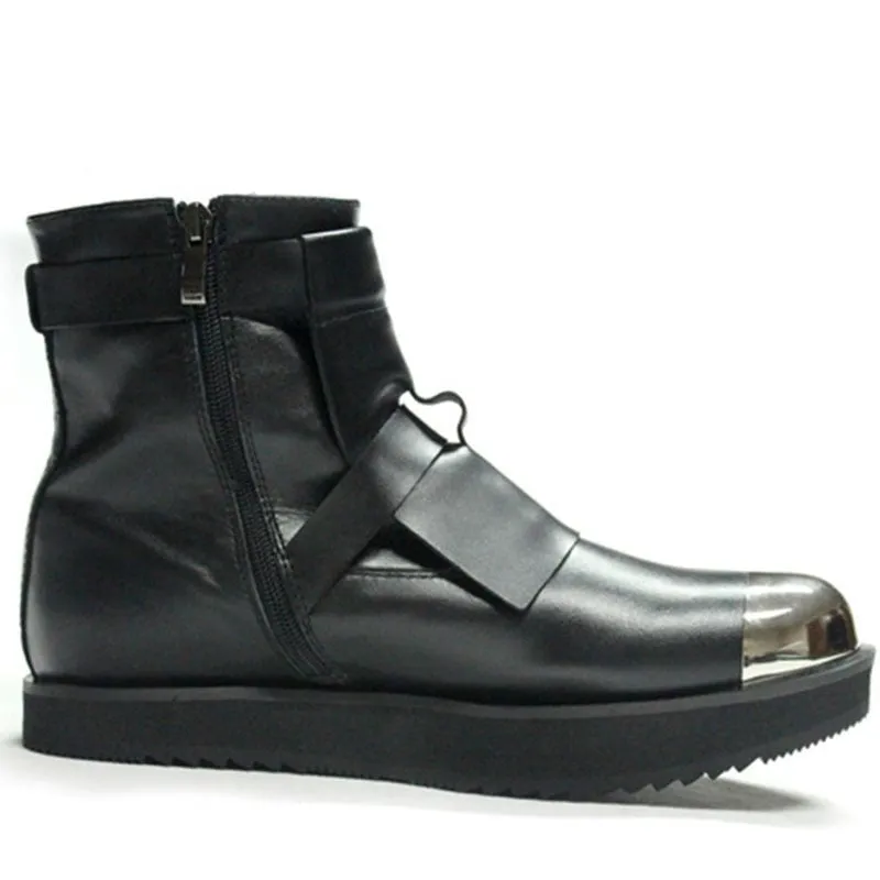 Mens Winter Med Heels Steel Toe Ankle Boots