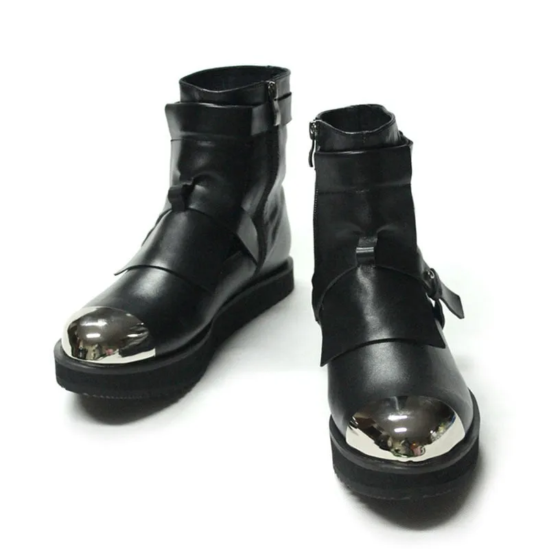 Mens Winter Med Heels Steel Toe Ankle Boots
