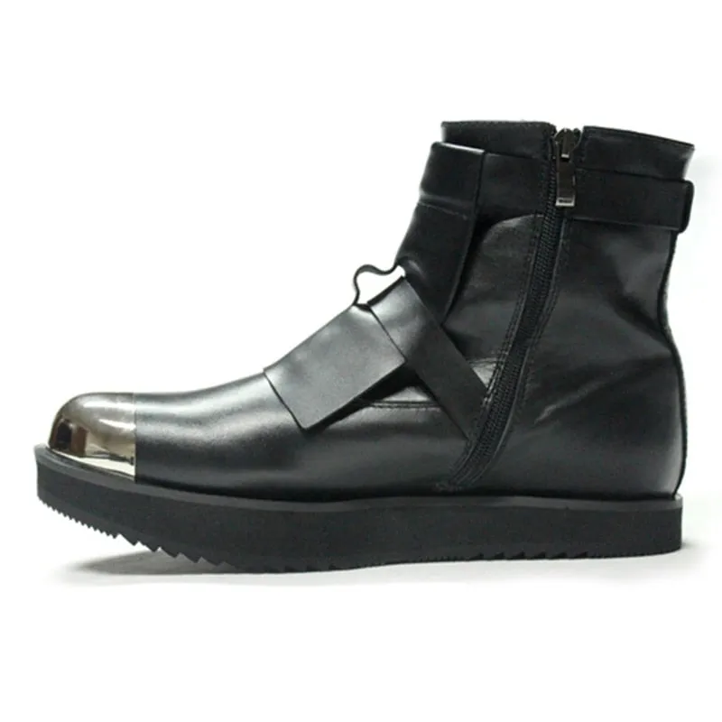 Mens Winter Med Heels Steel Toe Ankle Boots