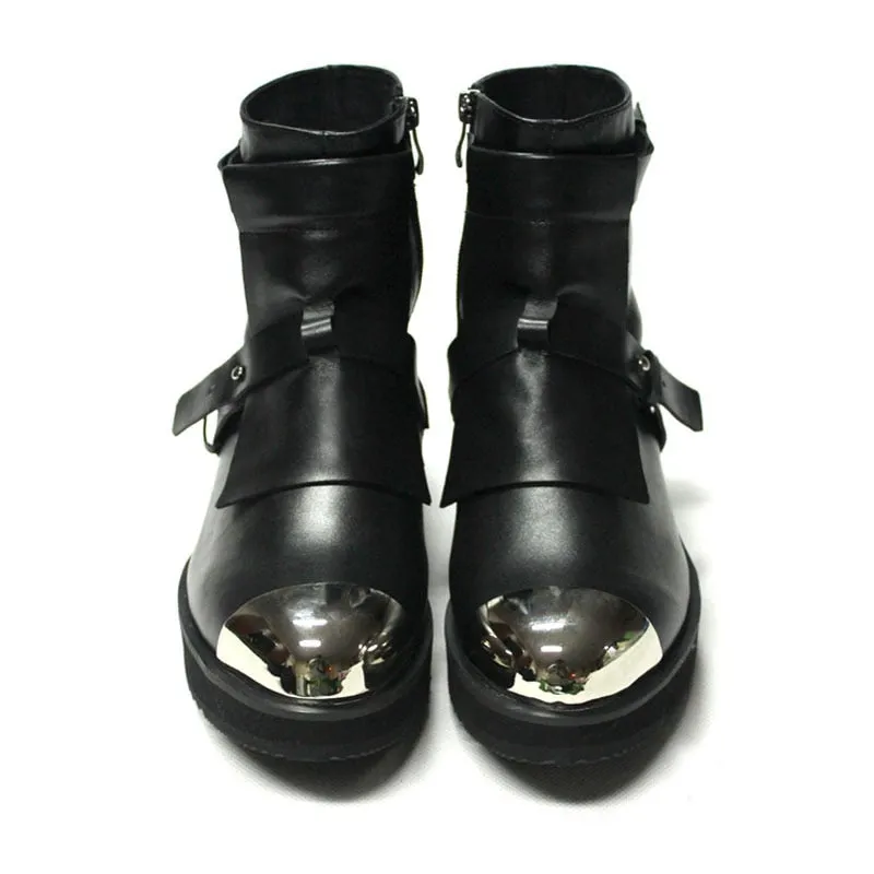 Mens Winter Med Heels Steel Toe Ankle Boots