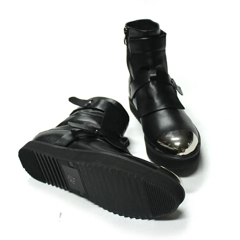 Mens Winter Med Heels Steel Toe Ankle Boots