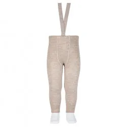 Merino Blend Tights with Braces - Greige