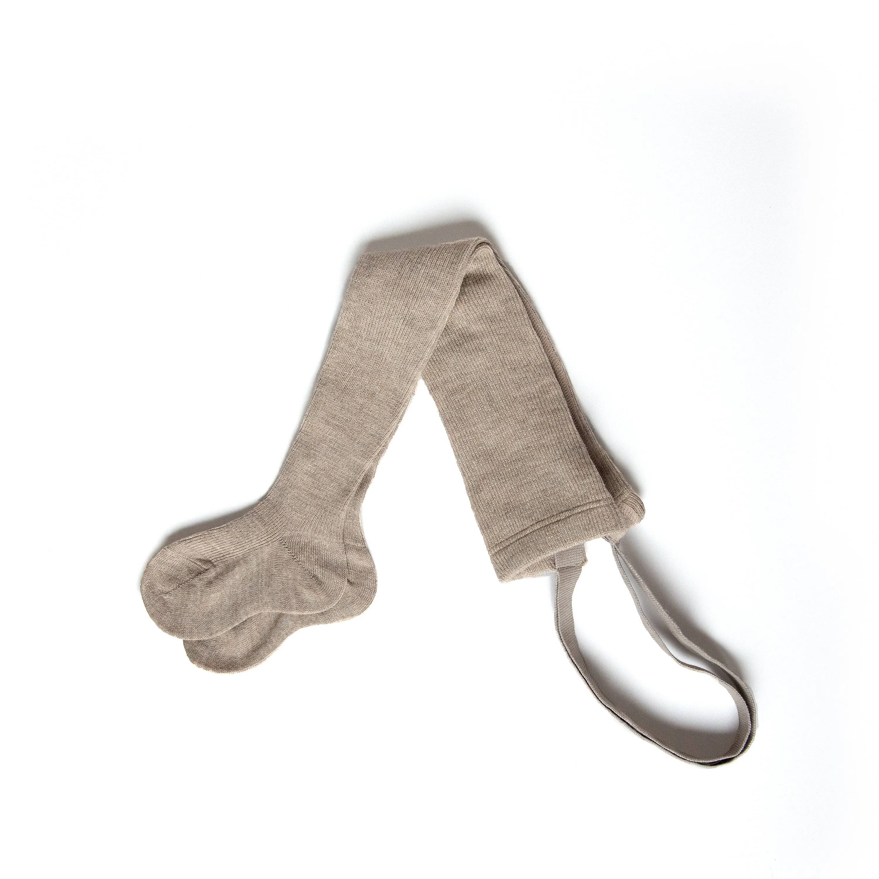 Merino Blend Tights with Braces - Greige
