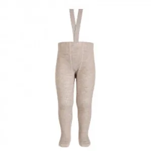 Merino Blend Tights with Braces - Greige
