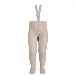 Merino Blend Tights with Braces - Greige