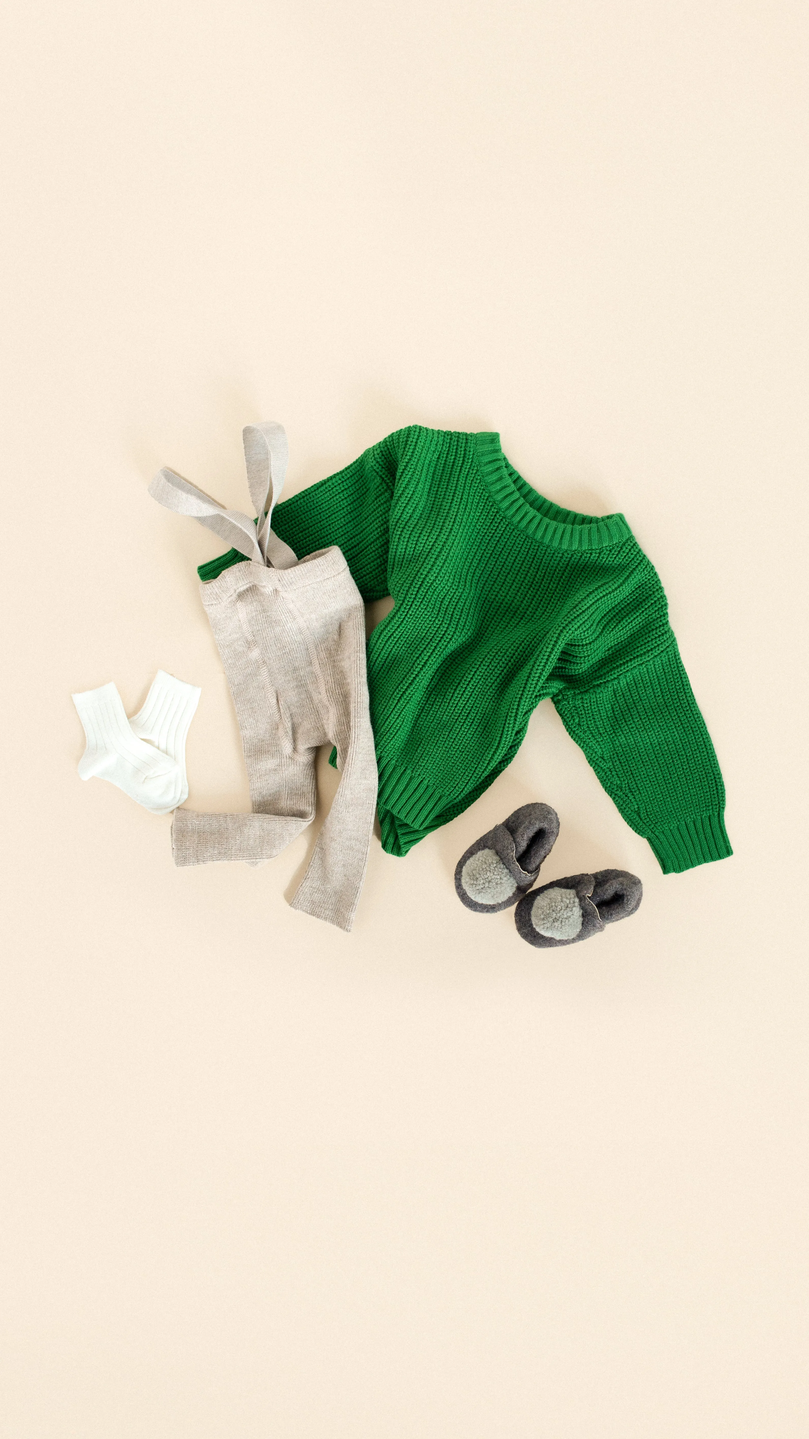 Merino Blend Tights with Braces - Greige