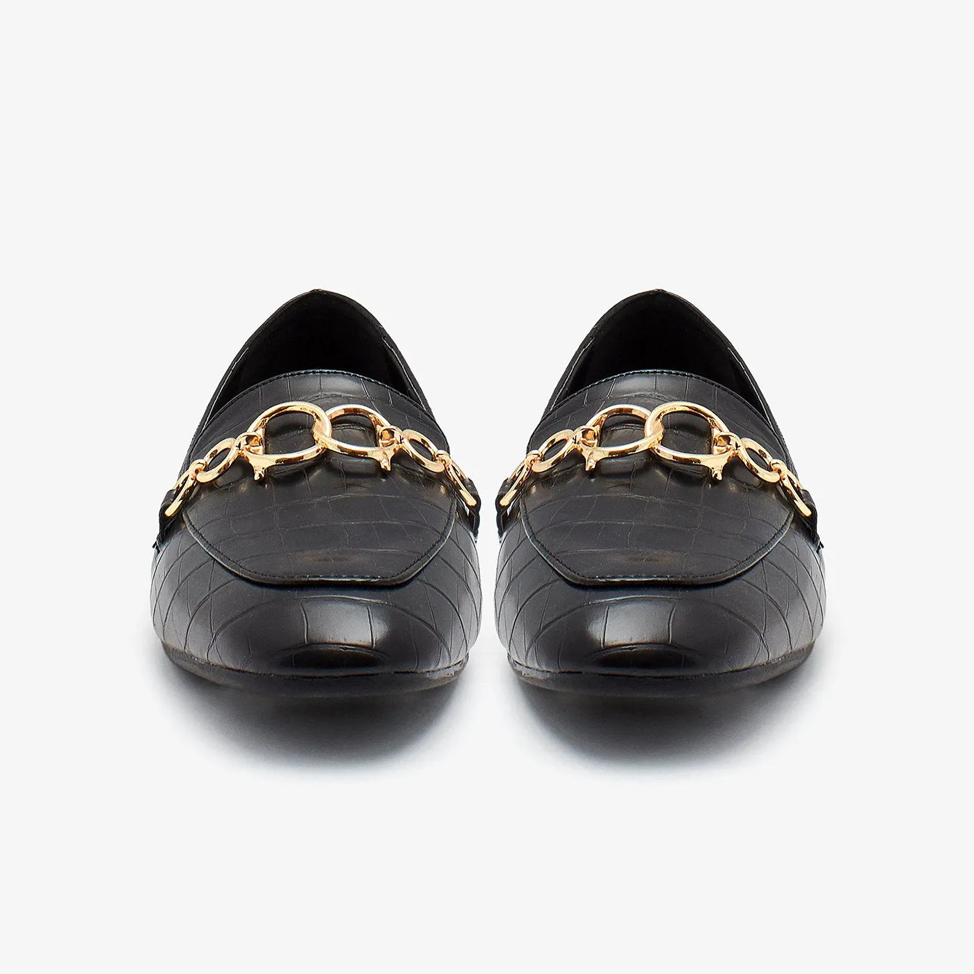Metallic Chain Ladies Loafers
