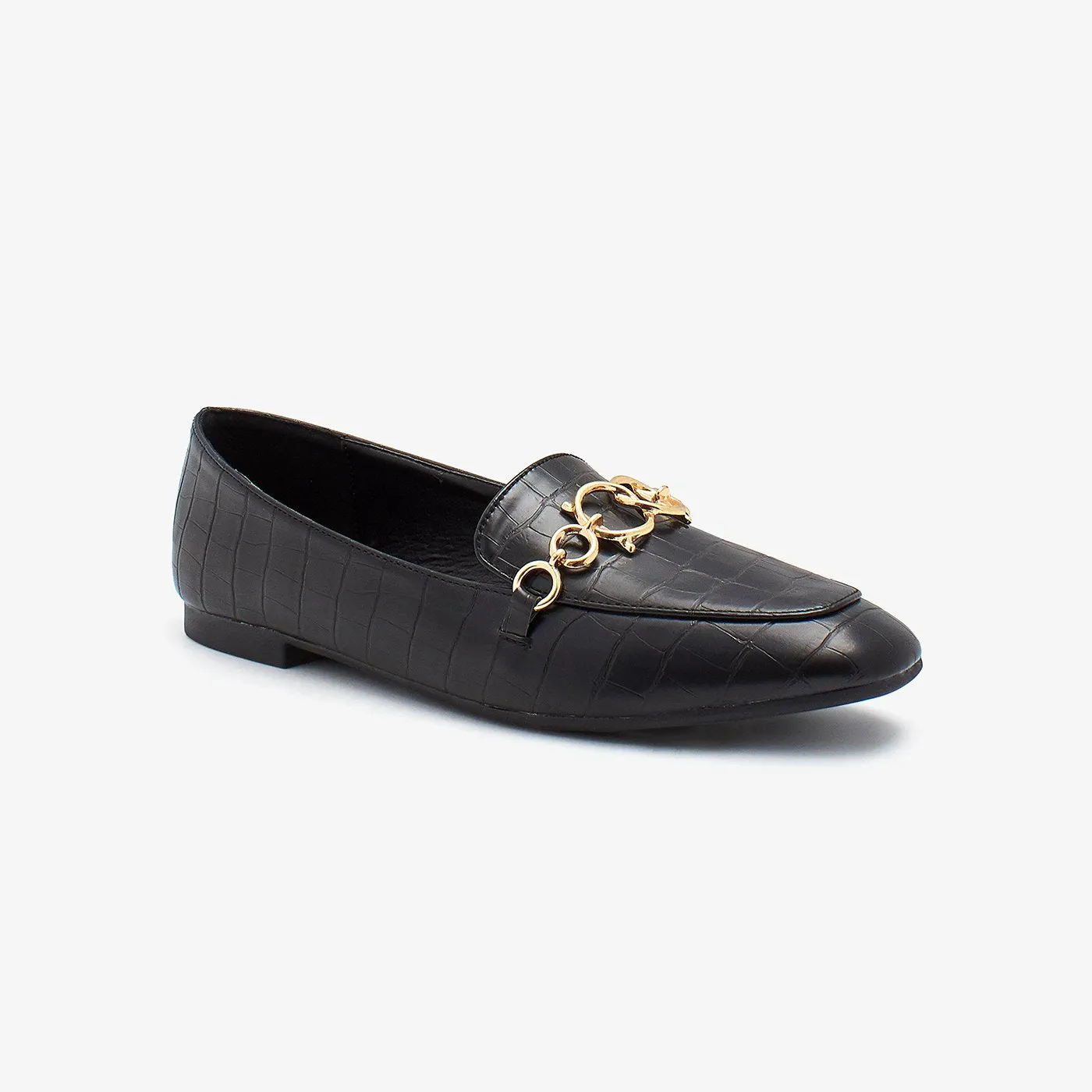 Metallic Chain Ladies Loafers